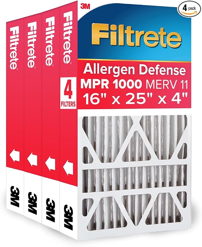 Filtrete 16x25x4 Air Filter MERV 11, MPR 1000 Micro Allergen Defense 4-Pack by Unknown