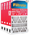 Filtrete 16x25x4 Air Filter MERV 11, MPR 1000 Micro Allergen Defense 4-Pack by Unknown