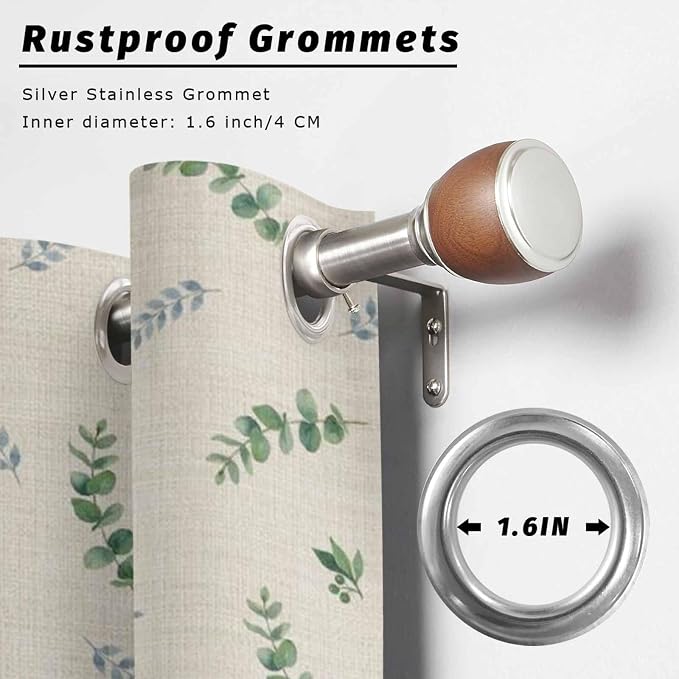 Leaf Outdoor Curtains for Patio Summer Jugal Leaves Pastoral Plant Linen - Image 2