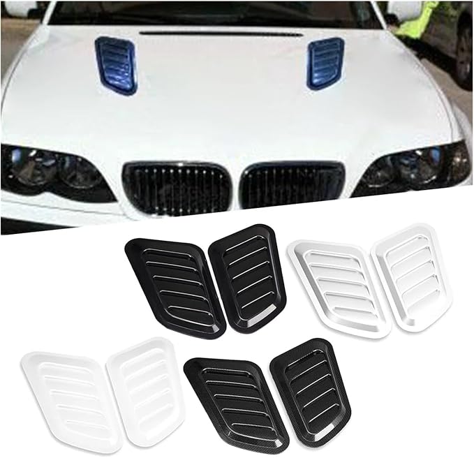 2Pcs ABS Car Air Flow Intake Hood Scoop Vent Bonnet Cover Universal DIY - Image 2