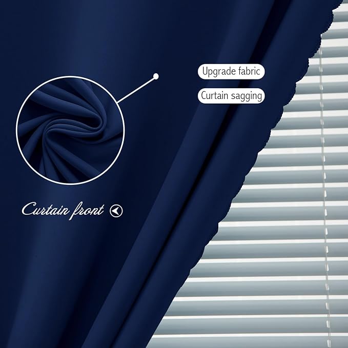 Self Adhesive Portable Blackout Curtains for Bedroom Easy to Install Window Thermal Lnsulated Kitchen Room Darkening Small Window Curtains, 47" W X 79" L, Navy Blue, 1 Panel