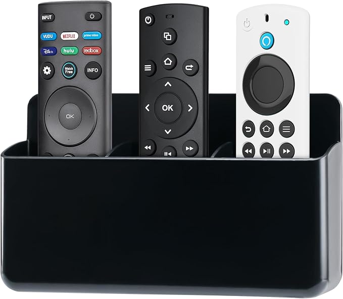 3 Slot Adjustable Remote Holder Wall Mount, TV Controller Holder Hollow Bottom by First-zgel