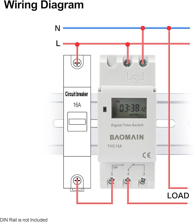 Baomain THC15A AC 220V - 240V Digital LCD Power Programmable Timer Time Switch - Image 3