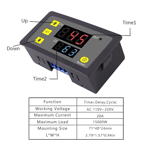 2Pcs Timer Delay Relay AC 110V 220V 10A 1500W Programmable LED Display Digital - Image 2