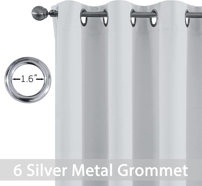 Yakamok Room Darking Curtains for Bedroom, Light Blocking Drapes Room Darkening Thermal Insulated Solid Grommet Panels for Living Room(38Wx54L, Greyish White, 2 Panels)