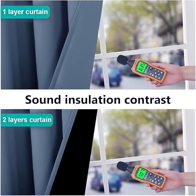 NICETOWN 100% Blackout Curtains 95 inches Long, Pair of Energy Smart & Noise Blocking Out Drapes for Baby Room Window, Thermal Insulated Guest Room Lined Window Dressing (Stone Blue, 70 inches Wide)