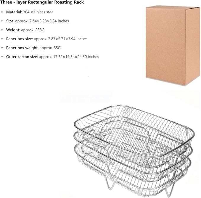 7.64 Square Air Fryer Rack & Basket Set - Image 2