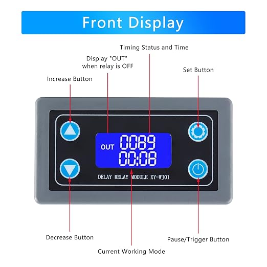 XY-WJ01 Delay Relay Timer Module DC 6-30V 12V 24V 0.01s-9999min 50mA Digital - Image 5
