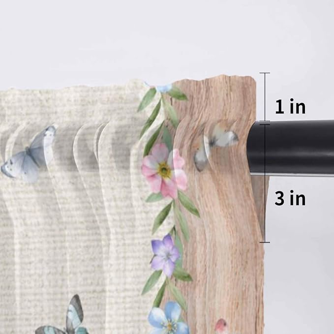 Easter Sheer Valances for Windows 60"x18", Light Filtering Kitchen Curtains - Image 7