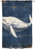 Sheer Curtains 63 Inch Length, Ocean Vintage Whale Semi Sheer Curtains Light by Unknown