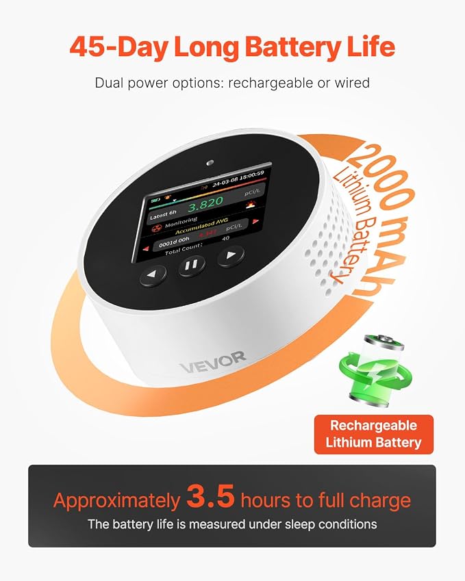 VEVOR Radon Detector for Home, Portable Radon Gas & Air Quality Monitor - Image 7