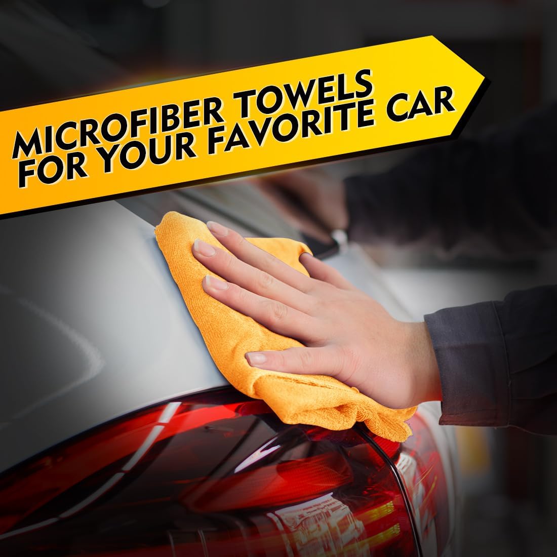 HOMEXCEL Yellow Microfiber Cleaning Cloths 12 Pack, 12.5 x 12.5 inch Microfiber Towel for Cars, Ultra Absorbent Car Washing Cloth, Lint Free Streak Free Cleaning Rags for Car, Kitchen, and Window