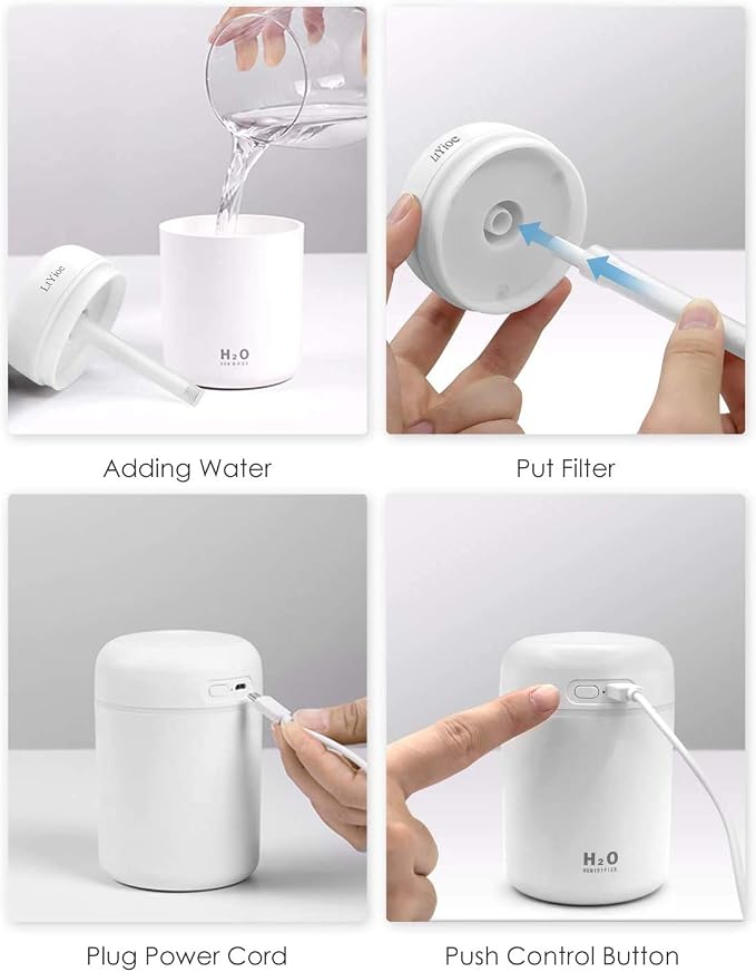 LtYioe Colorful Cool Mini Humidifier, USB Personal Desktop Humidifier - Image 6