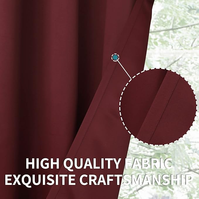 BGment Blackout Curtains for Bedroom - Grommet Thermal Insulated Room Darkening Curtains for Living Room, Set of 2 Panels, Each 46 x 63 Inch, Burgundy Red