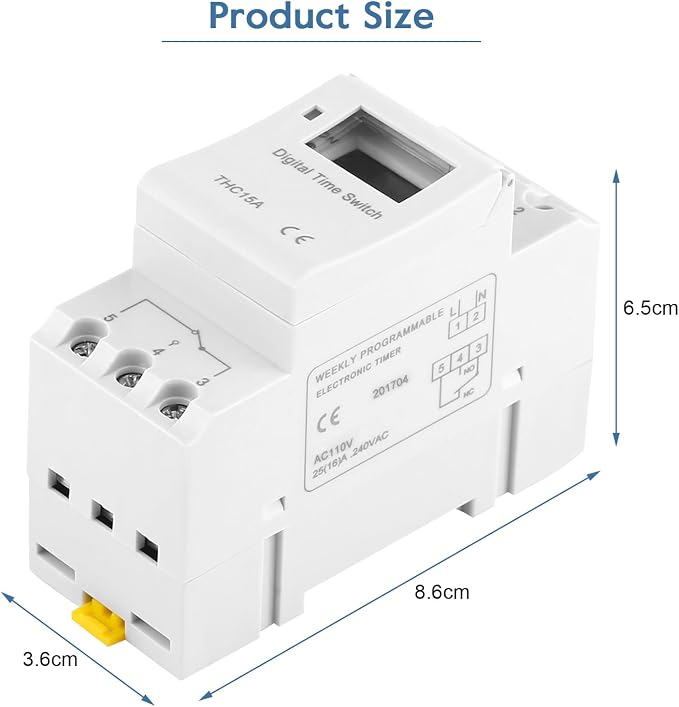 Yosoo Health Gear DIN Rail Digital Programmable Timer Relay Switch, 8 Settings - Image 6