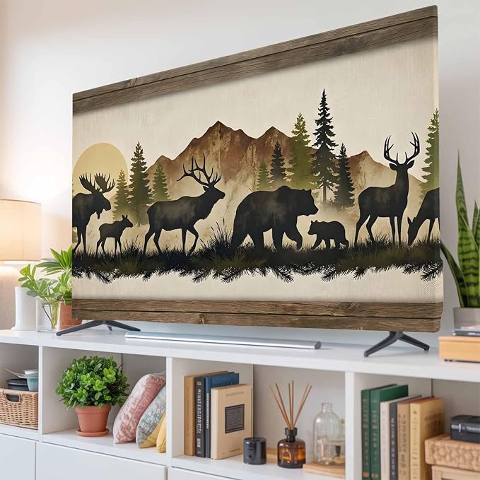 Animal Elk Bear Silhouette Indoor TV Cover, Elastic TV Screen Protector - Image 6