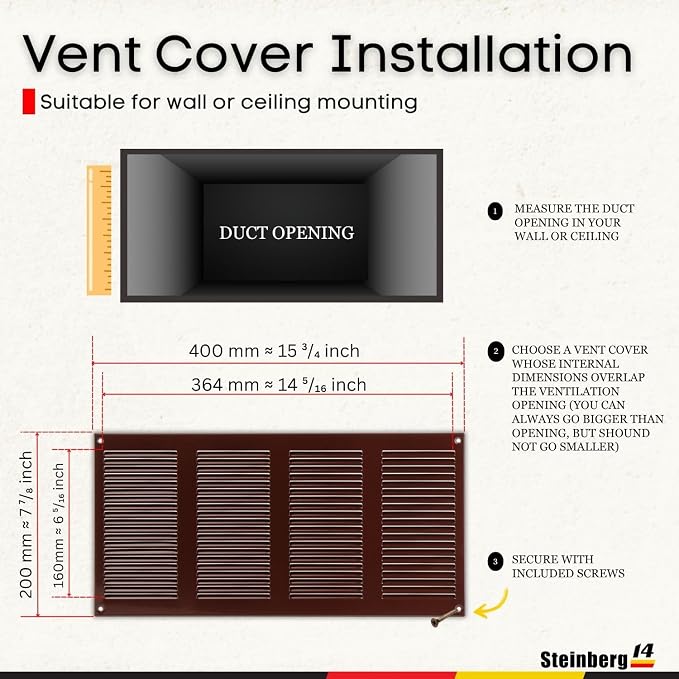 Steinberg14 Brown Vent Cover 14x6 - Image 5