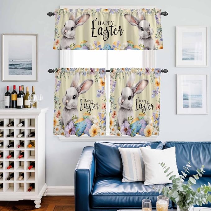 Happy Easter Kitchen Curtains Set 3 Piece - Image 2