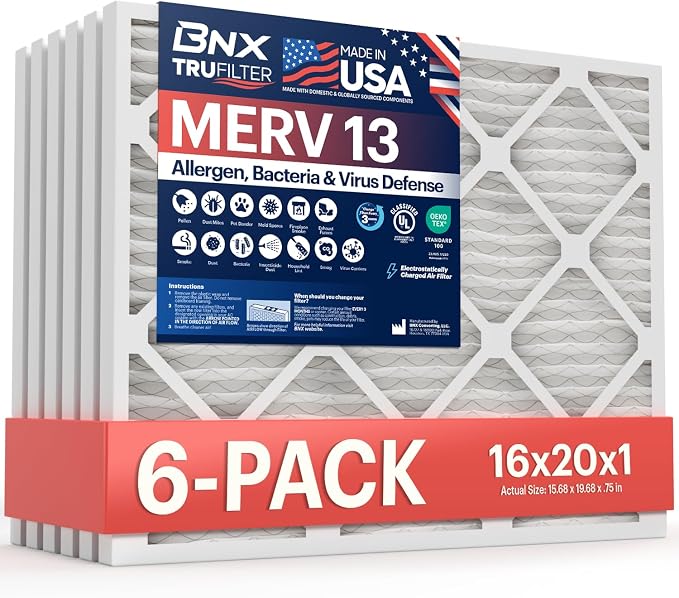 BNX TruFilter 16x20x1 Air Filter MERV 13 by BNX