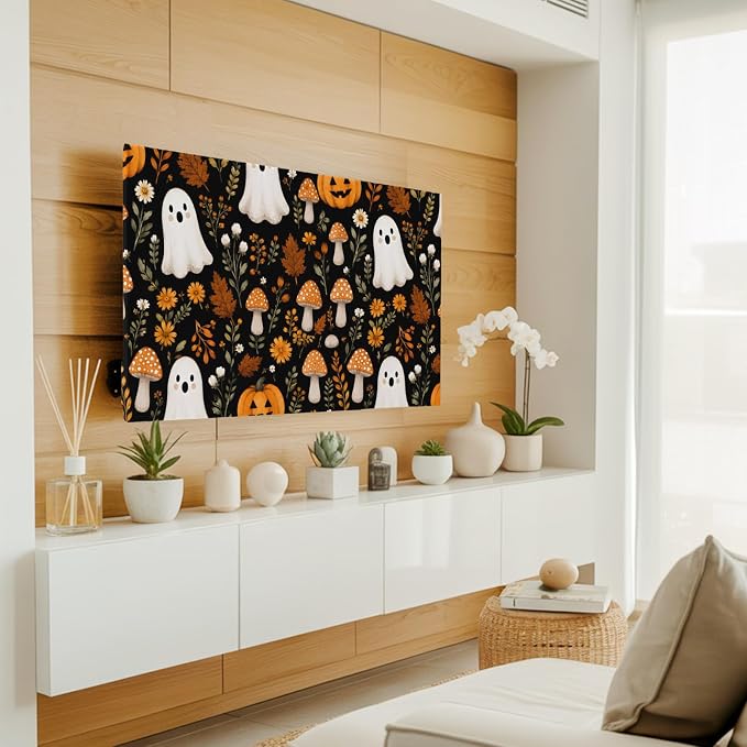 Halloween Cute Ghosts Indoor TV Cover, Elastic TV Screen Protector Small - Image 2