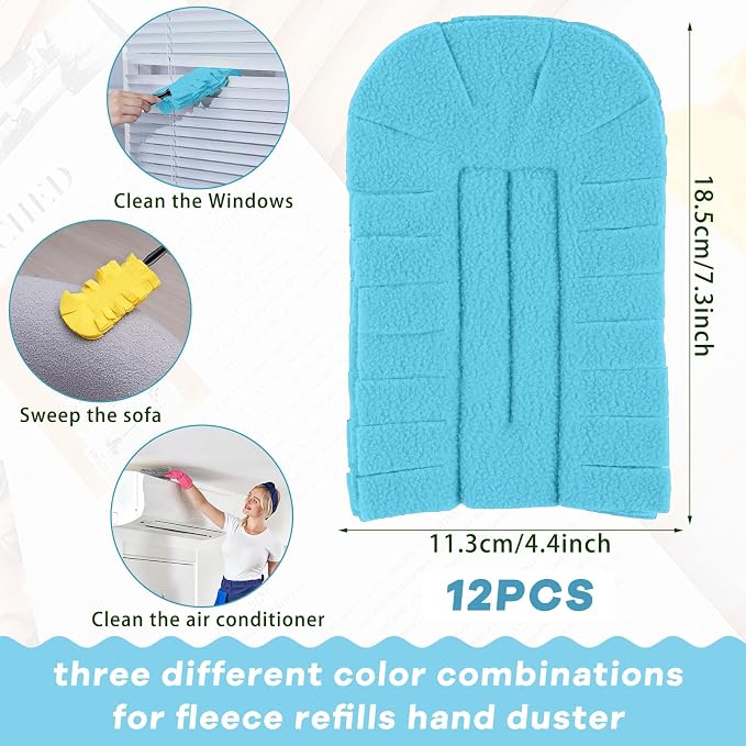 Zubebe 12 Pcs Duster Refill Reusable Fleece Duster Refills Feather Flat Dusters - Image 2