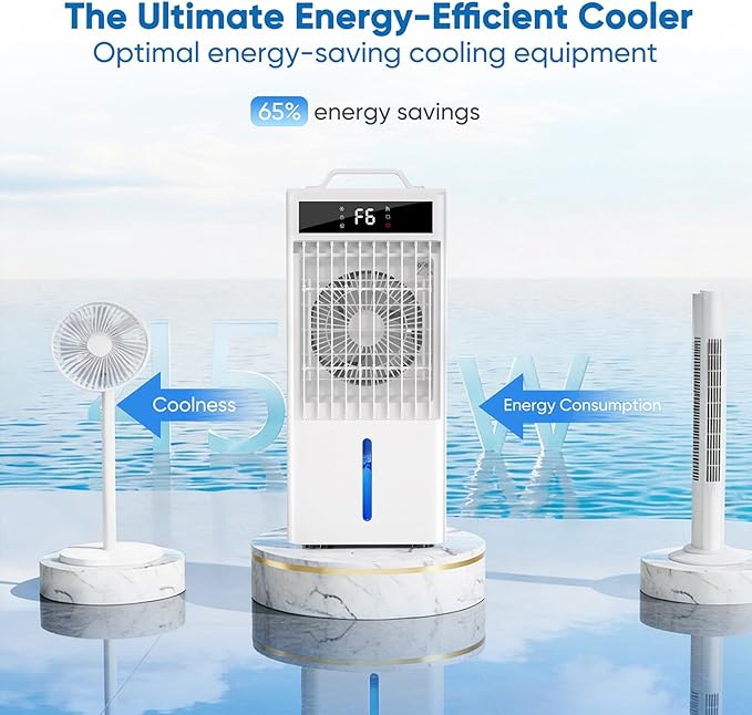 Portable Air Conditioners Fan, Windowless Evaporative Air Cooler 2 Modes & 6 - Image 3