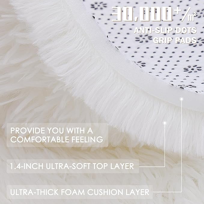 OLANLY 2x8 Machine Washable Runner Rugs for Hallway, Soft Fluffy Shaggy Bedside Rugs for Bedroom, Living Room, Indoor Floor Carpet for Kids Girls and Boys, Nursery Rooms, Home Decor Aesthetic, Ivory