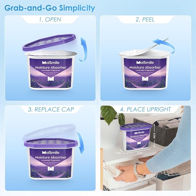 Moisture Absorbers, Fast Acting Lavender Scent Humidity Absorber & Odor - Image 9