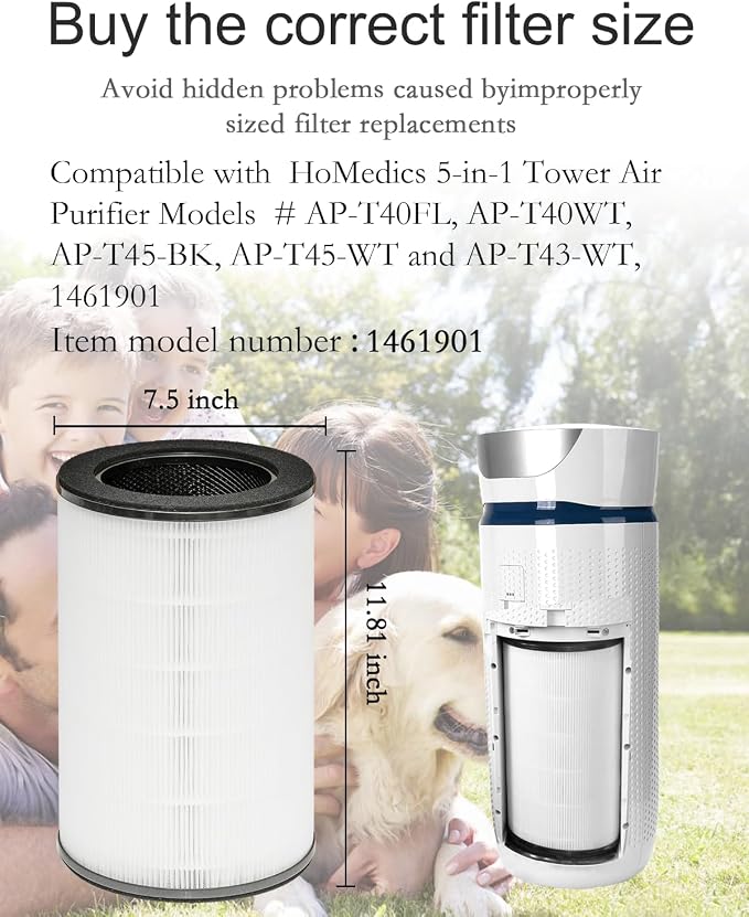 2 Pack AP-T45 AP-40FT Filters Replacement, True HEPA Filter Compatible - Image 2