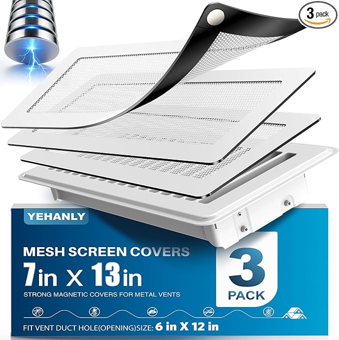 Magnetic Vent Covers with Vent Screen 7x13 Inch, Ceiling Floor Catch Debris by YEHANLY