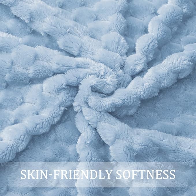 Exclusivo Mezcla Fleece Throw Blanket for Couch, Extra Large Fuzzy Stone Blue Bed Blankets, Soft Cozy Plush Sofa Throws for All Seasons, 50x60 Inches