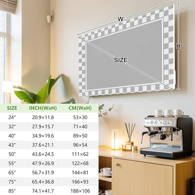 Modern Geometric Checkered Indoor TV Cover, Elastic TV Screen Protector - Image 3