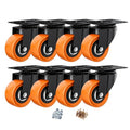 2" Swivel Plate Casters Set of 8 Heavy Duty 400 lbs | Orange PU, Non-Marking by ASHGOOB