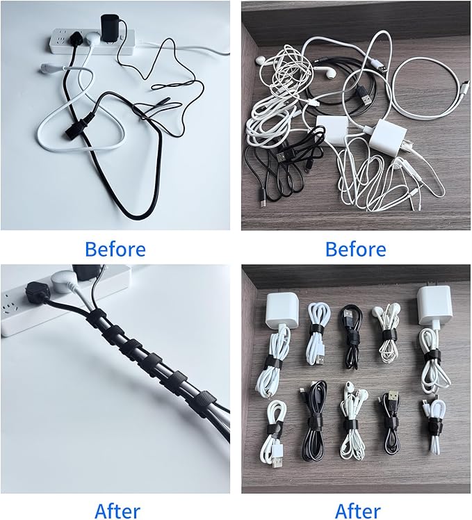 100 PCS 12 Inches Black Reusable Cable Ties, Cable Organizer, Cord Wrap and - Image 3