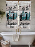 Farmhouse Bear Camper Van Tree Window Valance Curtains, Vintage Wood Grain by IDOWMAT
