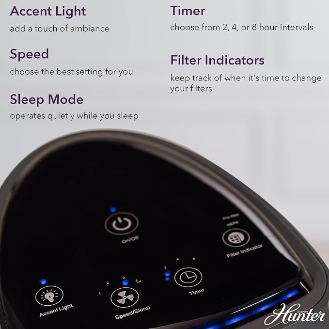 Hunter Air Purifiers for Home Large Room and Bedroom. True HEPA Air Purifier - Image 6