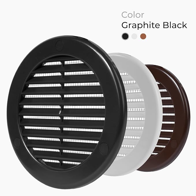 2-Pack 4" Round Air Vent Cover – Black Plastic Soffit Air Vent Deflector - Image 7