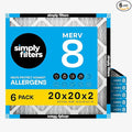 Simply 20x20x2 Air Filter, MERV 8, 6 Pack, Furnace Air Filter by SimplyFilters