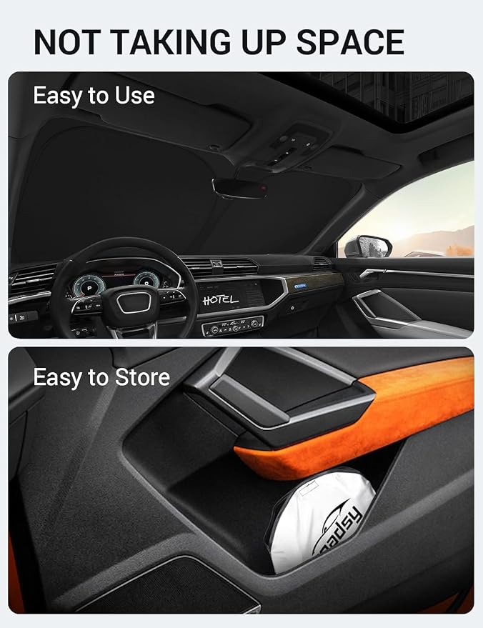 Proadsy Windshield Sun Shade for Audi Q3 2019-2025 2026 Foldable Front Sunshade - Image 9
