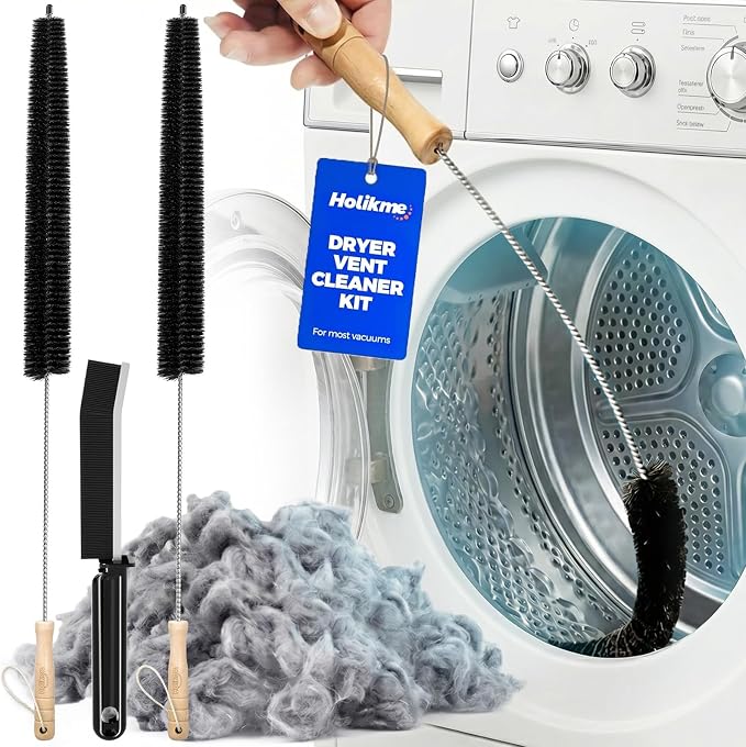 Holikme 3 Pcs Dryer Vent Cleaner Kit, 304 Stainless Steel Replacement Lint Brush by Holikme