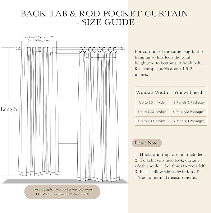 PONY DANCE Greyish White Non-See-Through Curtains - 42 Wide by 72 Long Room Darkening Home Decor Window Treatments(60% Light Block) Drapes for Living Room/Bedroom with Back Tab, 2 Panels