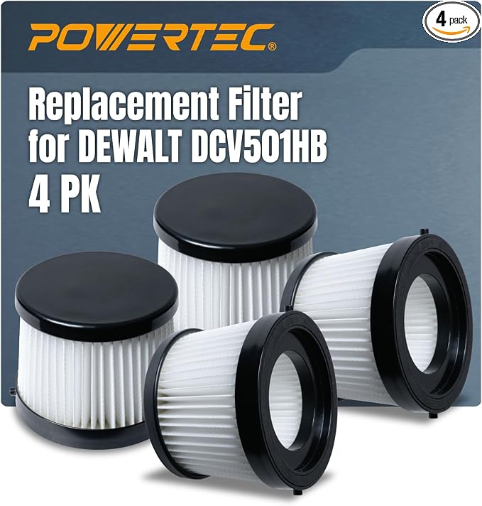 POWERTEC DCV5011H HEPA Filters for DeWalt DCV501HB 20V Cordless Handheld Vacuum by POWERTEC