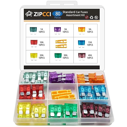 ZIPCCI 80 Pcs Standard Car Fuse, Fuses Assortment kit Automotive Blade Fuse by ZIPCCI