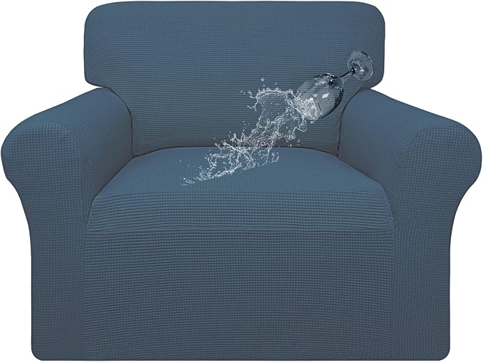 Easy-Going 100% Waterproof Oversized Chair Couch Cover, Dual Waterproof Sofa Cover, Stretch Jacquard Sofa Slipcover, Leakproof Furniture Protector for Kids, Pets, Dog and Cat, Bluestone