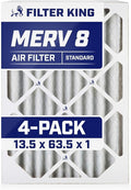 Filter King 13.5x63.5x1 Air Filter | 4-PACK | MERV 8 HVAC Pleated A/C Furnace by FilterKing