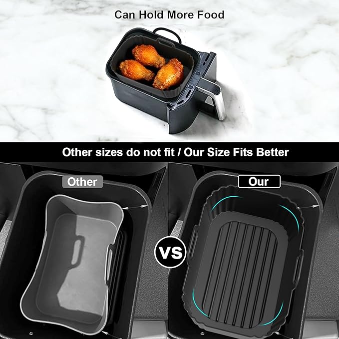 Silicone Air Fryer Liners 2 Pack, Reusable Compatible - Image 5