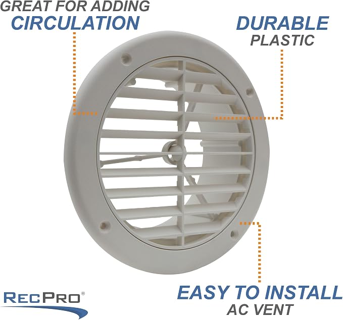 RecPro RV AC 5" Side Vent | Optional Charcoal Filter | White | Camper AC - Image 4