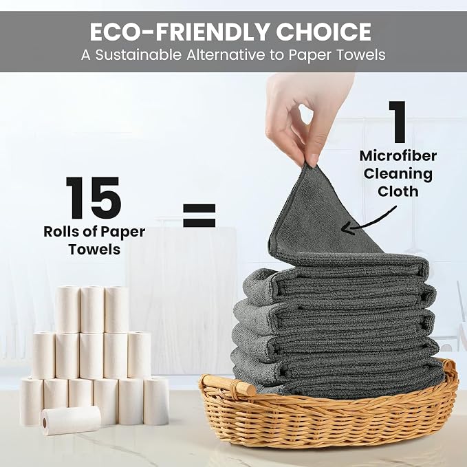 12 Pack Microfiber Cleaning Cloth, 3 Assorted Colors Cleaning Rags - Image 6