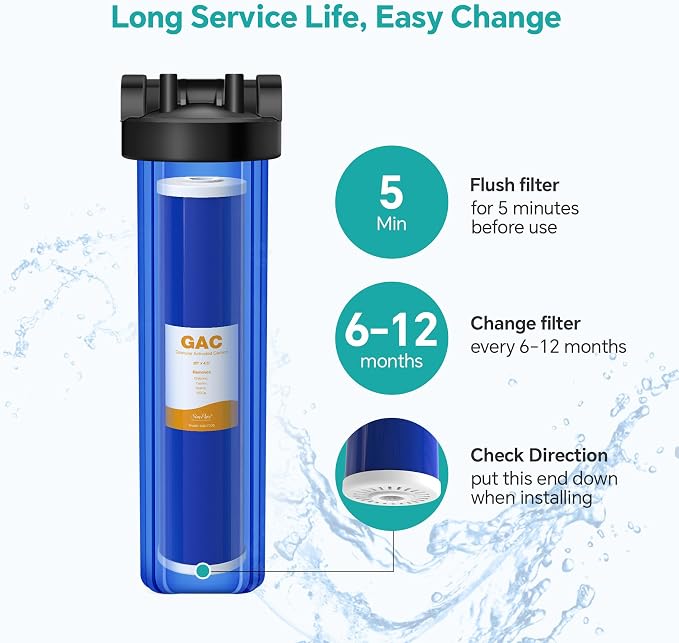 SimPure Whole House Water Filter Cartridges 20" x 4.5" GAC Granular Carbon - Image 6