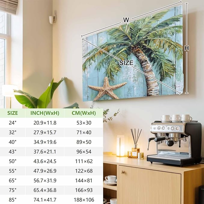 Summer Coconut Tree Starfish Indoor TV Cover, Elastic TV Screen Protector - Image 4